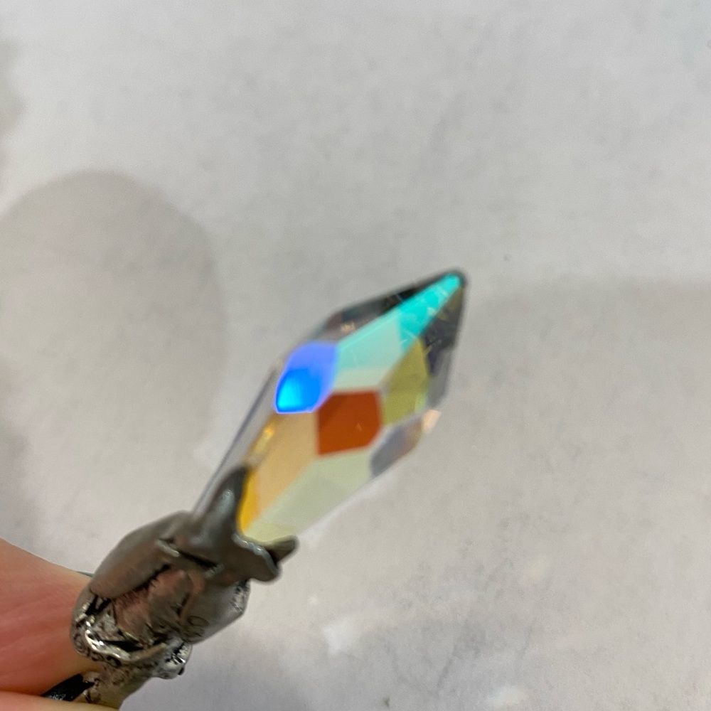 Silver Quartz Crystal Turquoise Pendant Necklace dolphins vintage signed - Picture 14 of 14
